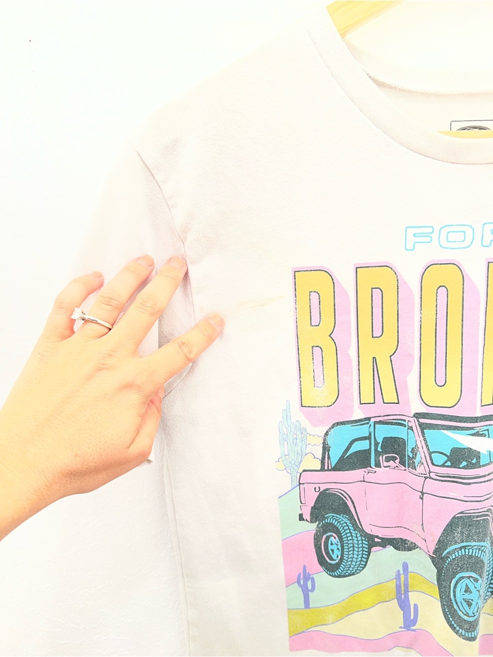 Ford Bronco Graphic Tee in Cream with Pink Print - Picture 4 of 4